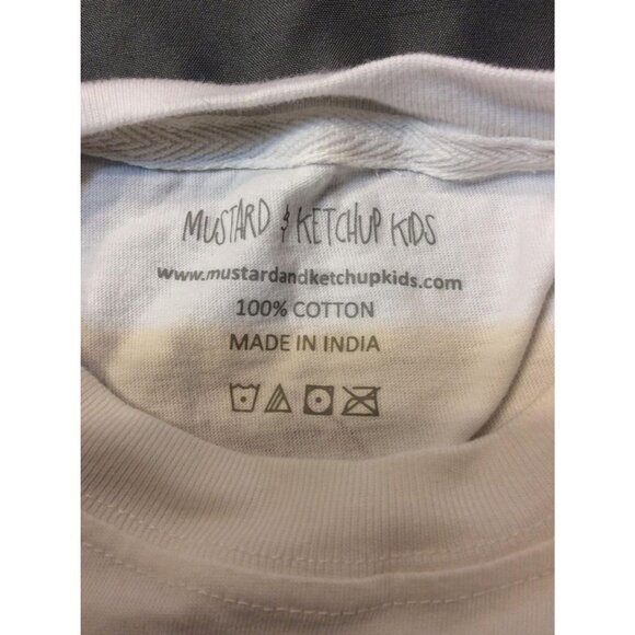 Mustard And Ketchup Boy Shirt Short Sleeve Mardi Grass Size XXS 3T White Cotton - Picture 3 of 3